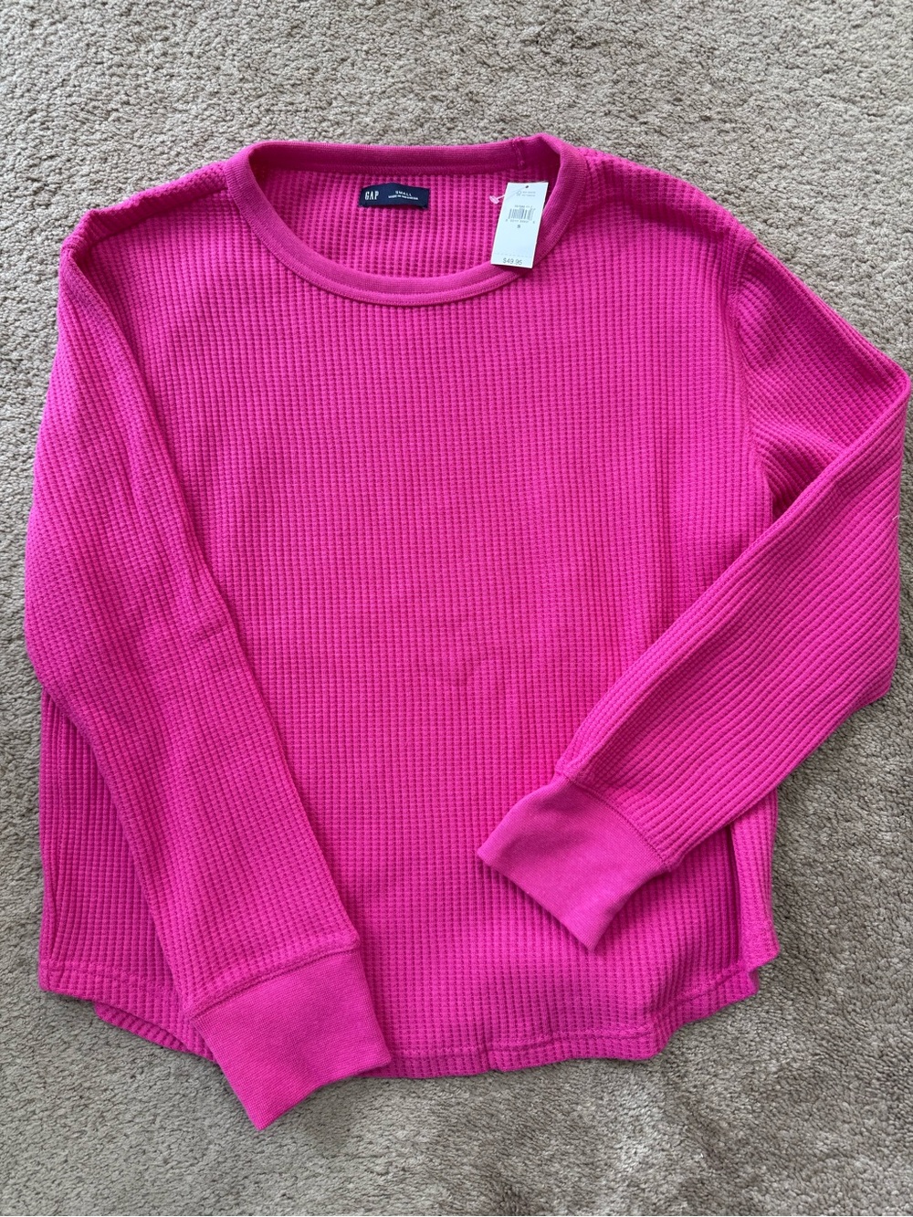 NWT GAP Woman’s Hot Pink Waffle Thermal Top Size S
